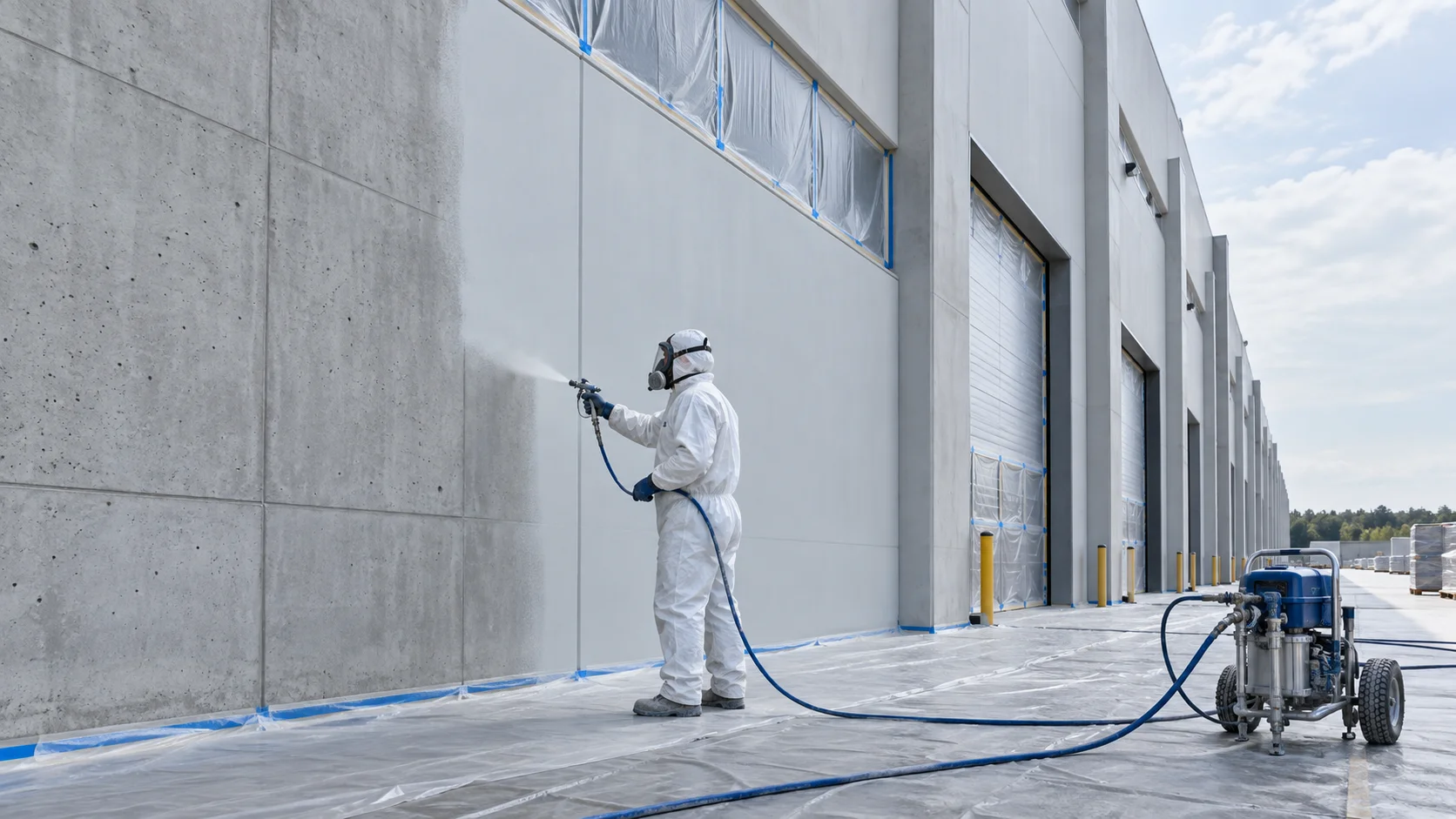 Peinture industrielle d’une immense façade en béton-3